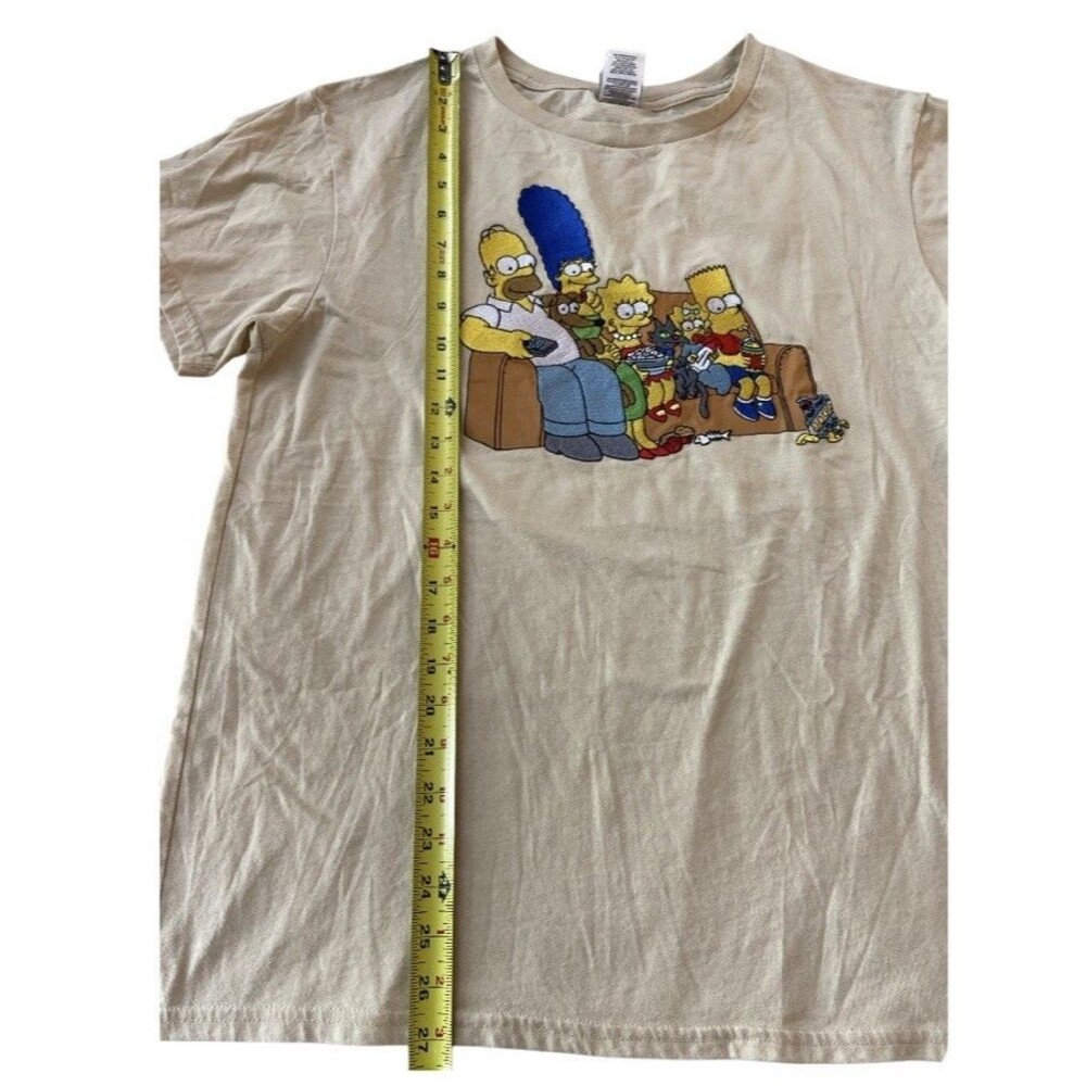 The Simpsons Men T Shirt‎ Embroidered Front Logo back desing Size XL Cream - Picture 2 of 7